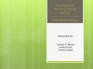 The Nigerian Working Group (NWG) ----------------------------- Website Redesign