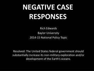 NEGATIVE CASE RESPONSES