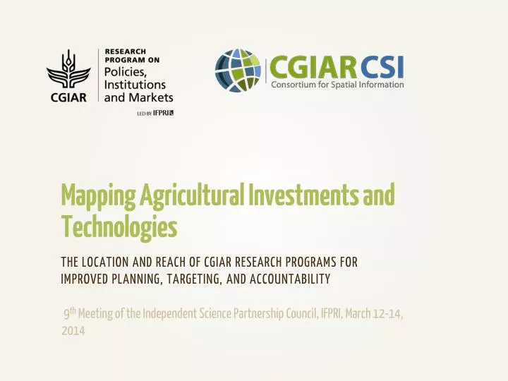 mapping agricultural investments and technologies