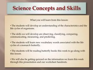 Science Concepts and Skills