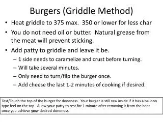 Burgers (Griddle Method)