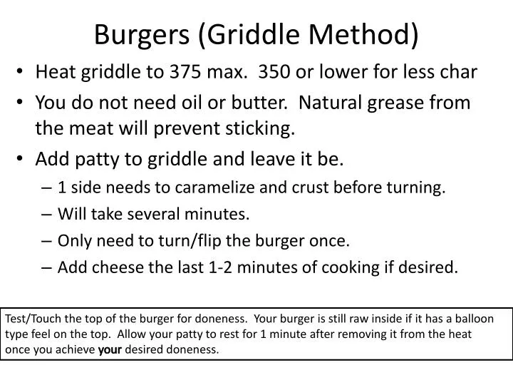 burgers griddle method