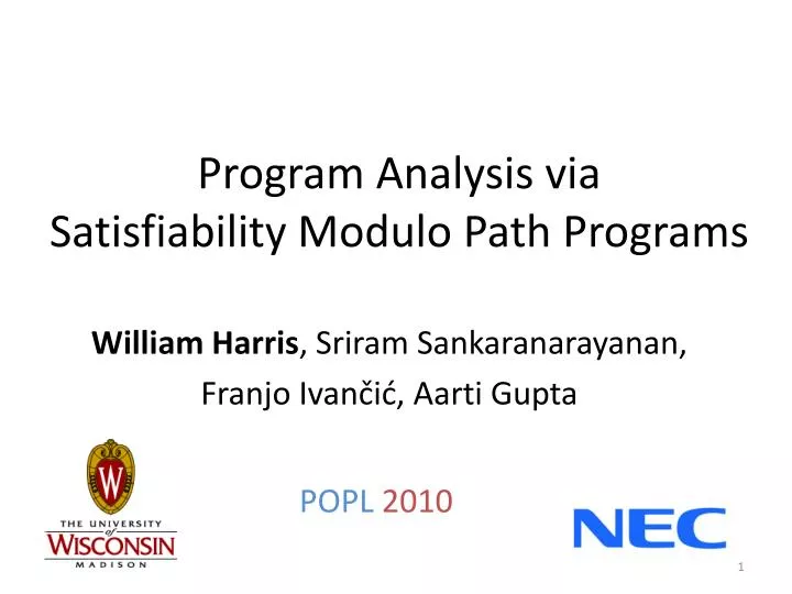 program analysis via satisfiability modulo path programs