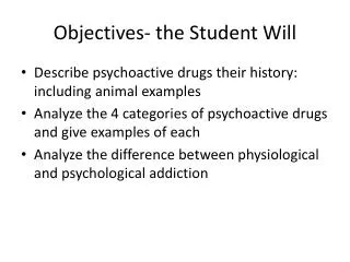 Objectives- the Student Will