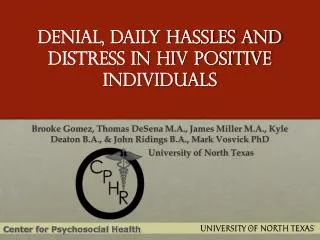 Denial, Daily Hassles and Distress in HIV Positive Individuals