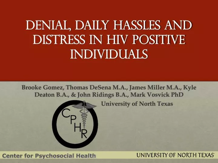 denial daily hassles and distress in hiv positive individuals