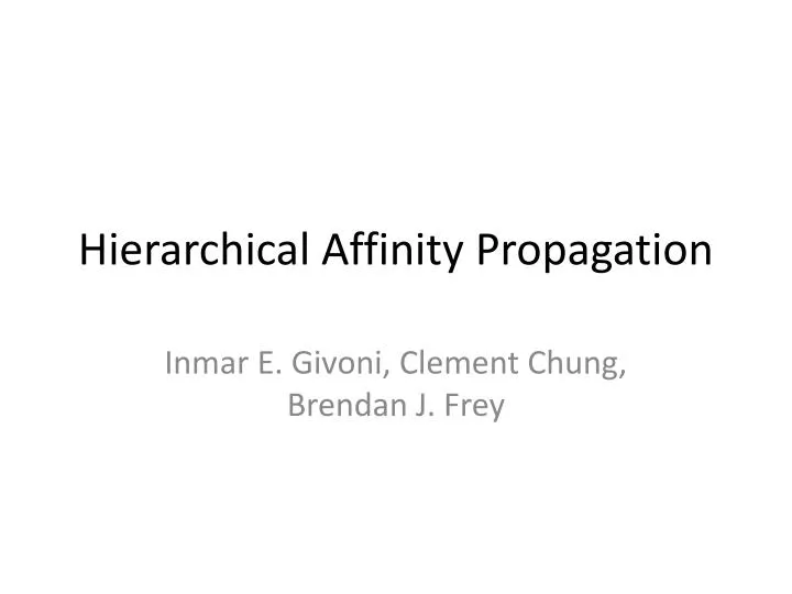 hierarchical affinity propagation