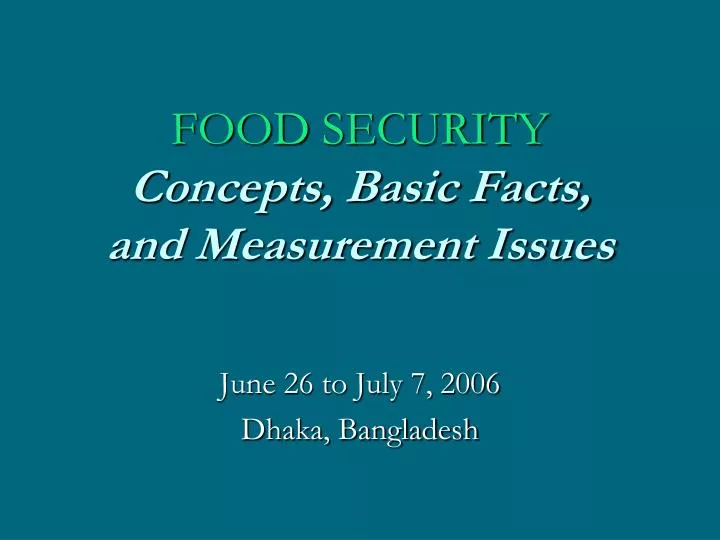 food security c oncepts basic facts and measurement issues