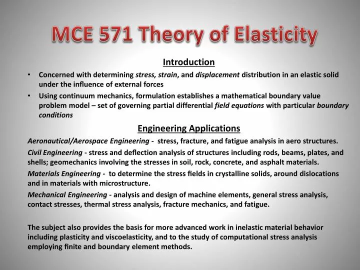 mce 571 theory of elasticity
