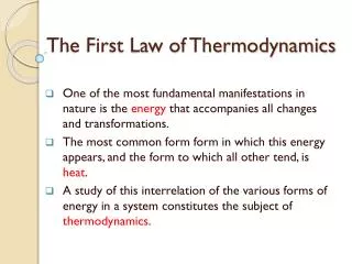 The First Law of Thermodynamics