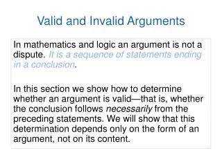 Valid and Invalid Arguments