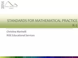 Standards for mathematical practice K-2