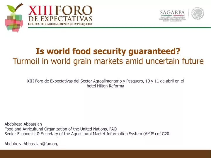 is world food security guaranteed turmoil in world grain markets amid uncertain future