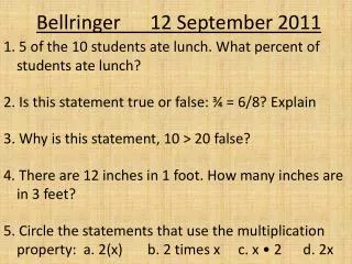 Bellringer 12 September 2011