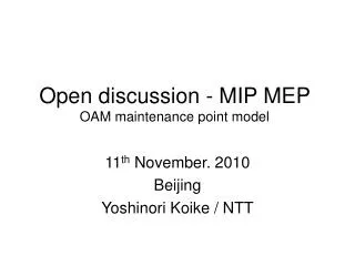 Open discussion - MIP MEP OAM maintenance point model