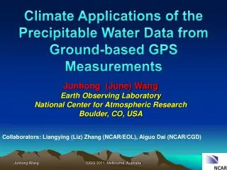 Climate Applications of the Precipitable Water Data from Ground-based GPS Measurements