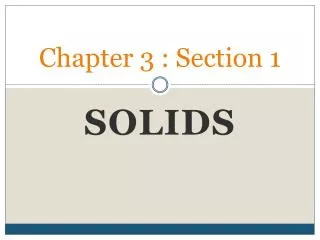 Chapter 3 : Section 1