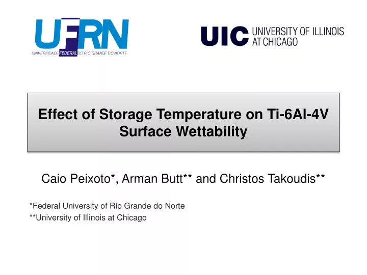 effect of storage temperature on ti 6al 4v surface wettability