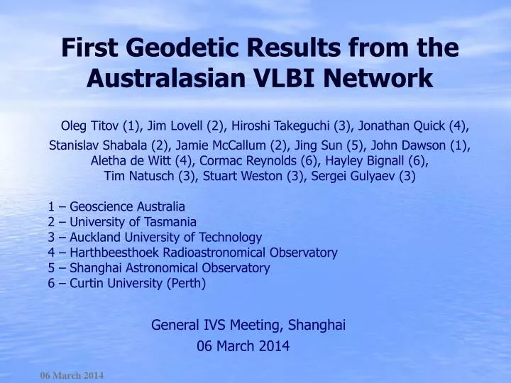 first geodetic results from the australasian vlbi network