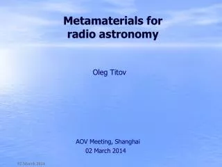 Metamaterials for radio astronomy