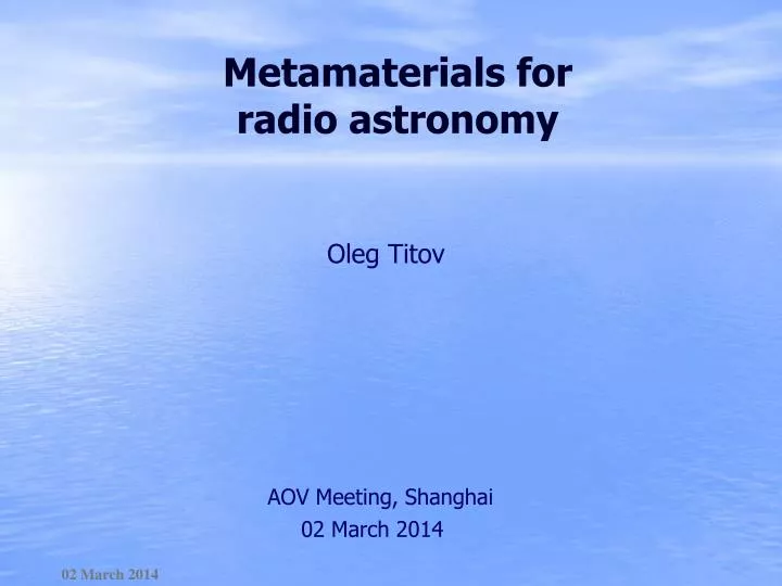 metamaterials for radio astronomy