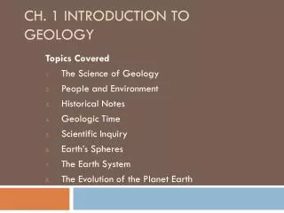 Ch. 1 Introduction to Geology