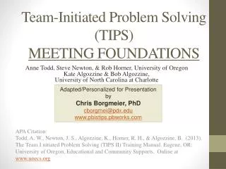 Team-Initiated Problem Solving (TIPS) MEETING FOUNDATIONS