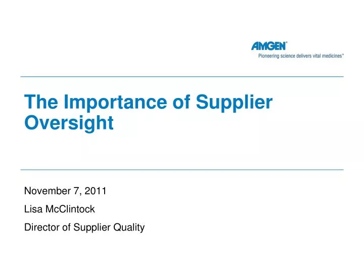 the importance of supplier oversight