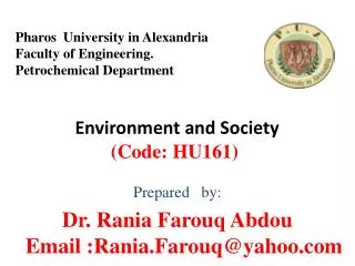 Environment and Society (Code: HU161)