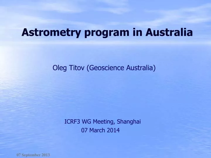 astrometry program in australia