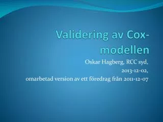 validering av cox modellen