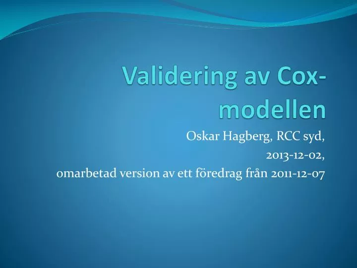 validering av cox modellen