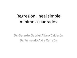 regresi n lineal simple m nimos cuadrados