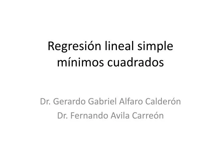 regresi n lineal simple m nimos cuadrados