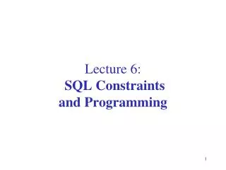 Lecture 6: SQL Constraints and Programming