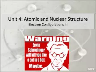 Unit 4: Atomic and Nuclear Structure Electron Configurations III