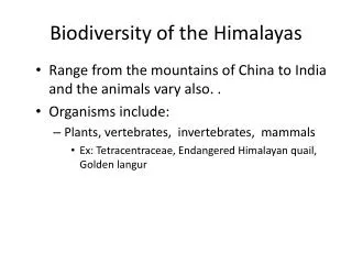 Biodiversity of the Himalayas