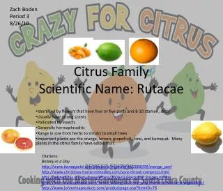 Citrus Family Scientific Name: Rutacae