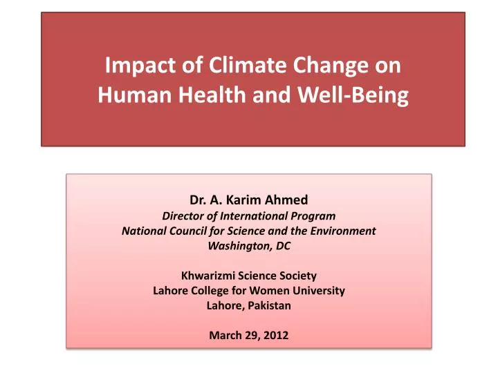 impact of climate change on human health and well being