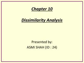 Chapter 10 Dissimilarity Analysis