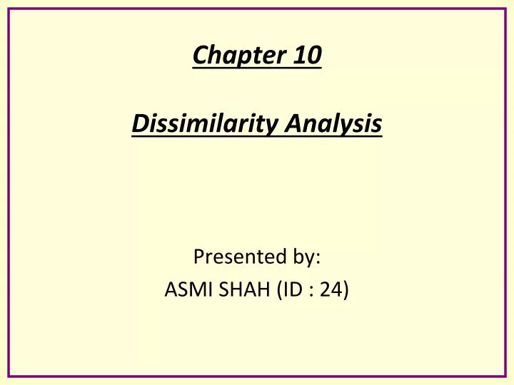 chapter 10 dissimilarity analysis