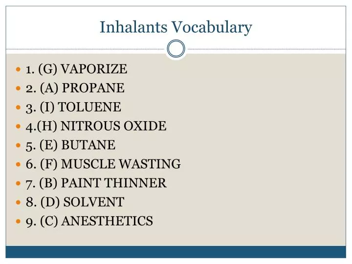 inhalants vocabulary
