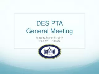 DES PTA General Meeting