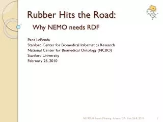 Rubber Hits the Road: Why NEMO needs RDF