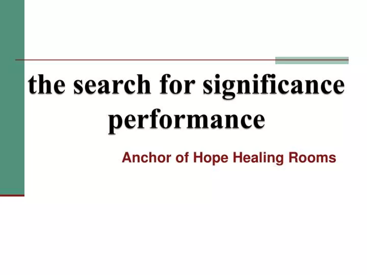 the search for significance performance