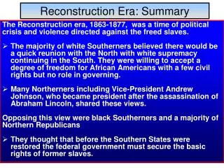 Reconstruction Era: Summary