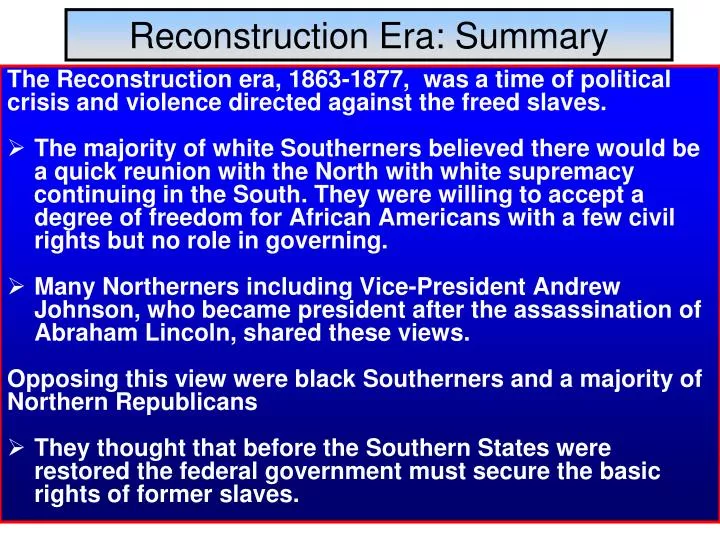 reconstruction era summary