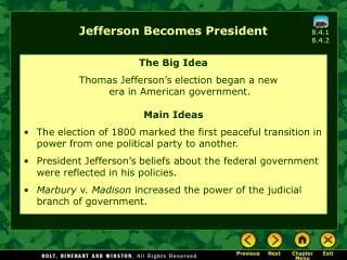 Jefferson Becomes President