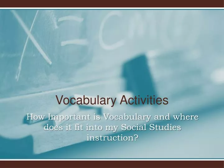 vocabulary activities