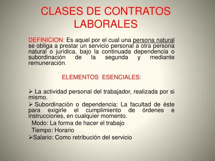 clases de contratos laborales